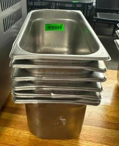 DESCRIPTION: (6) 1/3 SIZE STAINLESS INSERTS SIZE: 6" DEEP LOCATION: BAY 6 QTY: 6