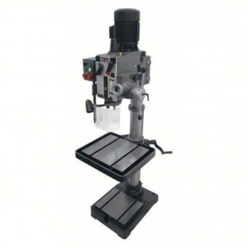 DESCRIPTION: (1) FLOOR DRILL PRESS BRAND/MODEL: JET #18F201 INFORMATION: GEARED HEAD, FIXED, 60 RPM &ndash; 3,000 RPM, 230V AC /THREE-PHASE, 20 IN SWING RET