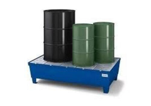 DESCRIPTION: (1) SPILL CONTAINMENT PALLET BRAND/MODEL: DENIOS #793VT3 INFORMATION: BLUE, STEEL, 66 GAL SPILL CAPACITY, 2,400 LB LOAD CAPACITY, FOR 4 D