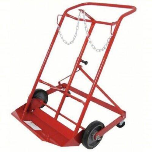 DESCRIPTION: (1) ERGONOMIC TILT-BACK CYLINDER HAND TRUCK BRAND/MODEL: DAYTON #34D674 INFORMATION: RED, STEEL, 500 LB CAPACITY, 2 CYLINDER CAPACITY SIZ