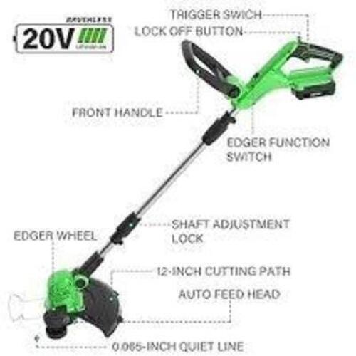 DESCRIPTION: (1) WEED WACKER, SPOOL TRIMMER BRAND/MODEL: SOYUZ INFORMATION: SEE INSPECTION, 1 BATTERY SIZE: 12" RETAIL$: $69.99 EA QTY: 1