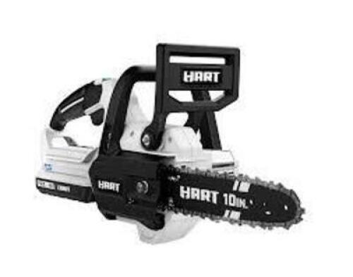 DESCRIPTION: (1) CHAIN SAW KITBRAND/MODEL: HARTINFORMATION: 40 V, CORDLESS, ALL POWER, NO GAS, INCLUDES CHARGER & BATTERYSIZE: 10" BARRETAIL$: $278.68 EAQTY: 1
