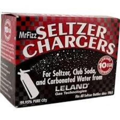 DESCRIPTION: (10) BOXES OF (10) SELTZER CHARGERS BRAND/MODEL: MR. FIZZ INFORMATION: 99.5% PURE CO2 RETAIL$: $9.99 PER BOX QTY: 10
