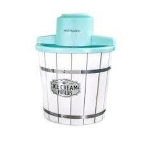 DESCRIPTION: (1) WOOD PARLOR ICE CREAM MAKER BRAND/MODEL: NOSTALGIA SIZE: 4 QT RETAIL$: $64.99 EA QTY: 1