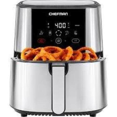 DESCRIPTION: (1) TURBOFRY TOUCH AIR FRYER BRAND/MODEL: CHEFMAN INFORMATION: DIGITAL, STAINLESS STEEL SIZE: 6 QT RETAIL$: $130.00 EA QTY: 1