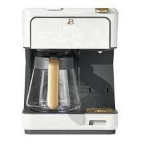 DESCRIPTION: (1) MULTI-BREW COFFEE MAKER BRAND/MODEL: BEAUTIFUL INFORMATION: WHITE AND GOLD RETAIL$: $129.99 EA QTY: 1
