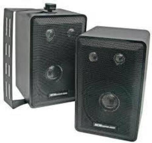 DESCRIPTION: (1) SET OF (2) SPEAKERS BRAND/MODEL: MCM CUSTOM AUDIO #50-8891 INFORMATION: BLACK RETAIL$: $155.88 EA QTY: 1
