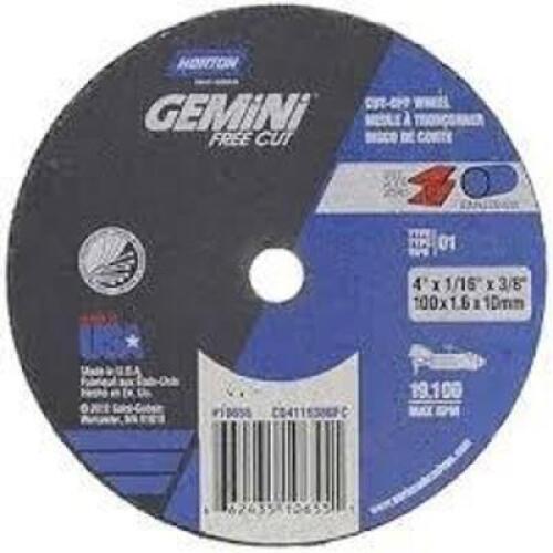 DESCRIPTION: (3) BOXES OF (25) CUT-OFF WHEEL BRAND/MODEL: NORTON GEMINI #66243537273 SIZE: 4" X 0.35" X 3/8" RETAIL$: $10.82 PER WHEEL QTY: 3