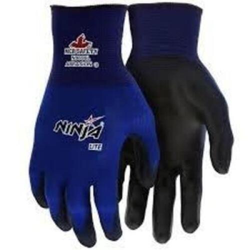 DESCRIPTION: (12) INDUSTRIAL WORK GLOVES BRAND/MODEL: NINJA LITE #N9696L INFORMATION: BLUE, POLYURETHANE COATING SIZE: MEDIUM RETAIL$: $47.00 PER 12 P