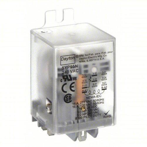 DESCRIPTION: (6) FLANGE MOUNT RELAY BRAND/MODEL: DAYTON #5YP95 INFORMATION: SURFACE (SIDE FLANGE) MOUNTED, 240V AC, 5 PINS/TERMINALS, SPDT RETAIL$: $2