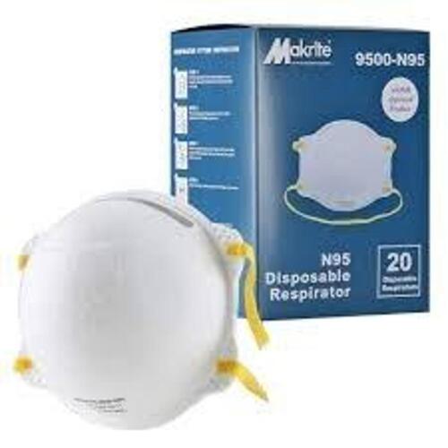 DESCRIPTION: (5) BOXES OF (20) PARTICULATE RESPIRATORS BRAND/MODEL: MAKRITE #9500-N95 INFORMATION: WHITE SIZE: N95 RETAIL$: $52.00 EA QTY: 5