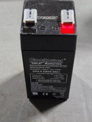 DESCRIPTION: (2) SEALED LEAD ACID BATTERIES BRAND MODEL COOPOWER 5EFE7 SIZE: 4VDC RETAIL$: $33.80 QTY: 2