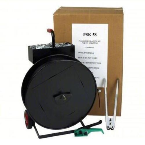 DESCRIPTION: (1) PLASTIC STRAPPING KIT BRAND/MODEL: PRODUCT NUMBER #2CXL7 INFORMATION: BLACK, 1,400 LB BREAK STRENGTH SIZE: FITS 5/8 IN STRAP WD, 0.03