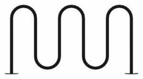 DESCRIPTION: (1) BIKE RACK BRAND/MODEL: MADRAX #453G05 INFORMATION: WAVE RACK, 7 BIKES, POWDER COATED, STEEL. BLACK SIZE: 10-3/4" SLOT WD, 36" H RETAI