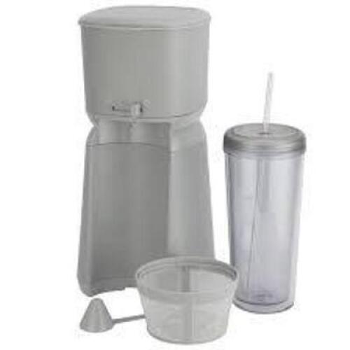 DESCRIPTION: (1) SINGLE SERVE ICED COFFEE MAKER BRAND/MODEL: MAINSTAYS INFORMATION: WHITE RETAIL$: $19.98 EA QTY: 1