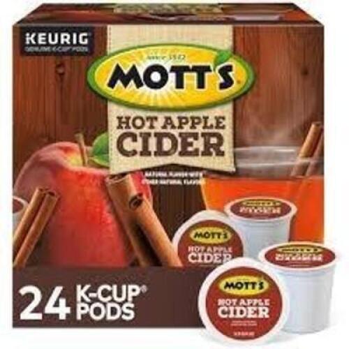 DESCRIPTION: (1) BOX OF (24) K-CUPS OF HOT APPLE CIDER BRAND/MODEL: MOTT'S RETAIL$: $22.00 EA QTY: 1