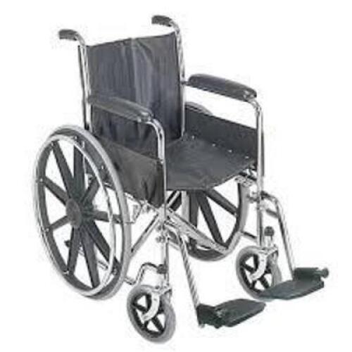 DESCRIPTION: (1) STANDARD WHEELCHAIR WITH FIXED ARMS BRAND/MODEL: DMI #503-0658-0200 INFORMATION: BLACK RETAIL$: $230.00 EA QTY: 1