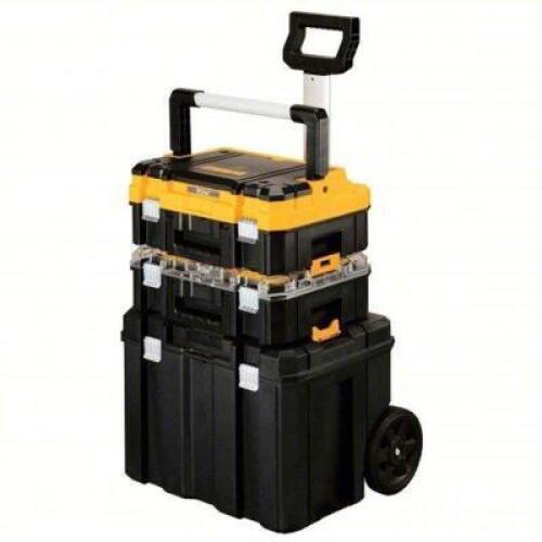 DESCRIPTION: (1) T-STAK ROLLING TOOL TOWER BRAND/MODEL: DEWALT #DWST60404 INFORMATION: BLACK AND YELLOW SIZE: 20 1/8 IN W X 27 3/16 IN H X 17 3/16 IN