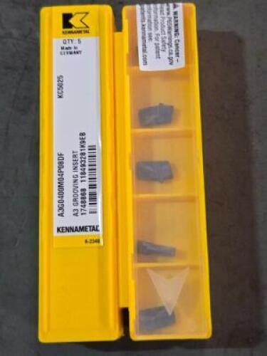DESCRIPTION: (20) CARBIDE GROOVING INSERTS BRAND MODEL KENNAMETAL A3G0400M04P08DF KC5025 RETAIL$: $421.00 QTY: 20