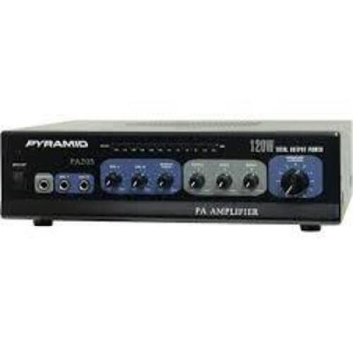 DESCRIPTION: (1) PA AMPLIFIER BRAND MODEL PYRAMID PA205 SIZE: 120 WATT RETAIL$: $101.14 QTY: 4