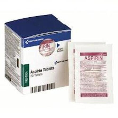 DESCRIPTION: (1) CASE OF (24) ASPRIN BRAND/MODEL: FIRST AID ONLY FAE-7004 SIZE: 20 RETAIL$: $164.64 QTY: 1