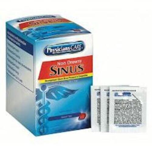 DESCRIPTION: (4) BOXES OF (50) NON-DROWSY SINUS DECONGESTANT BRAND/MODEL: PHYSICIANS CARE 90087 SIZE: 10mG RETAIL$: $47.60 QTY: 4
