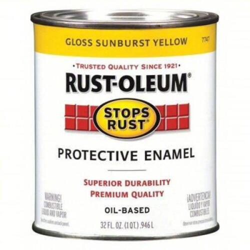 DESCRIPTION: (2) YELLOW, OIL ENAMEL INT/EXT PAINT BRAND/MODEL: RUST-OLEUM 7747502 SIZE: 32OZ RETAIL$: $53.30 QTY: 2