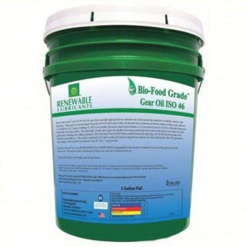 DESCRIPTION: (1) BIO-FOOD GRADE GEAR OIL BRAND/MODEL: RENEWABLE LUBRICANTS 87214 SIZE: 5 GAL RETAIL$: $437.75 QTY: 1