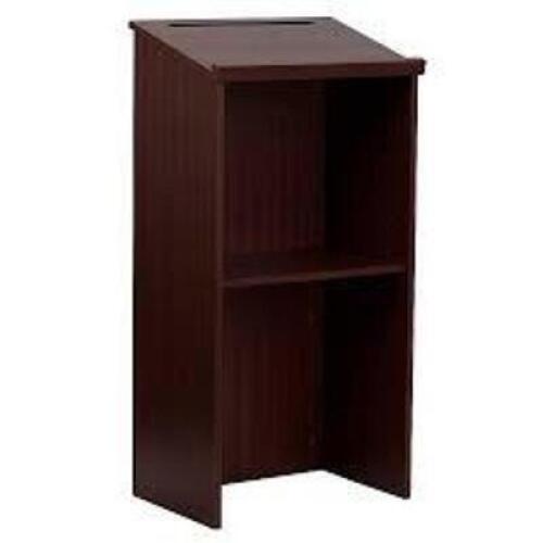DESCRIPTION: (1) STANDING PODIUM BRAND/MODEL: FLASH FURNITURE #847254021920 INFORMATION: MAHOGANY SIZE: 45.75 inches (H) x 23 inches (W) x 15 inches (
