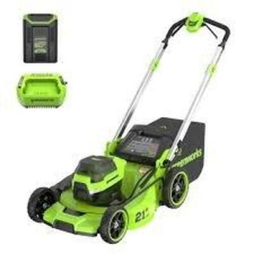 DESCRIPTION: (1) LAWN MOWER BRAND/MODEL: GREENWORKS INFORMATION: 60 V, BATTERY INCLUDED, NO CHARGER, SELF PROPELLED SIZE: 25" RETAIL$: $378.00 EA QTY: