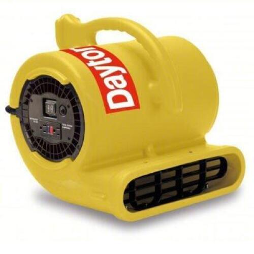 DESCRIPTION: (1) AIR MOVER, PORTABLE DRYER BRAND/MODEL: DAYTON #61HL70 INFORMATION: 1,050 CFM, FIXED FRAME, 2 SPEEDS, 1/3 HP, 115V AC, YELLOW SIZE: 25