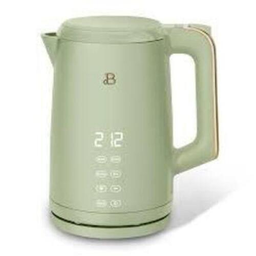 DESCRIPTION: (1) PROGRAMMABLE TEMPERATURE KETTLE BRAND/MODEL: BEAUTIFUL INFORMATION: MINT GREEN RETAIL$: $44.88 EA QTY: 1