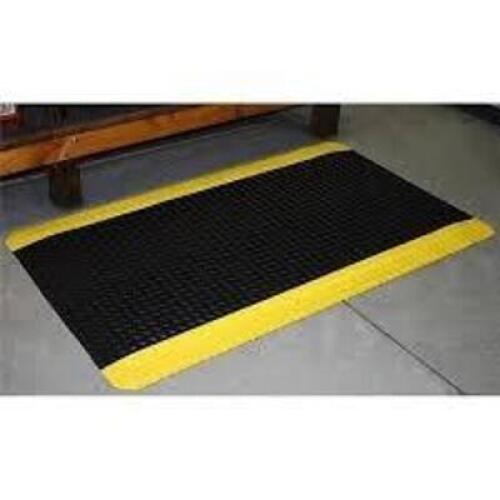 DESCRIPTION: (1) ANTI FATIGUE RUNNER MATBRAND/MODEL: CONDOR #39R802INFORMATION: BLACK WITH YELLOW BORDERSIZE: 2' X 60'RETAIL$: $553.30 EAQTY: 1