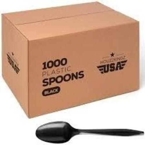 DESCRIPTION: (1) BOX OF (1000) PLASTIC SPOONS RETAIL$: $54.00 EA QTY: 1