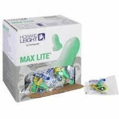 DESCRIPTION: (2) BOXES OF (100) PAIRS OF EAR PLUGS BRAND/MODEL: HOWARD LEIGHT MAX LITE INFORMATION: CORDED RETAIL$: $27.88 PER BOX QTY: 2
