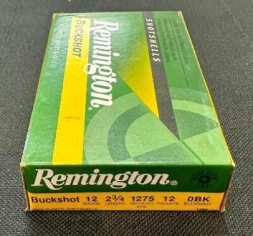 DESCRIPTION (25) 5CT 12 GAUGE SHOTGUN SHELLS BRAND / MODEL: REMINGTON ADDITIONAL INFORMATION 0 BUCKSHOT THIS LOT IS: 2-3/4" SIZE $8.99 EACH LOCATION A