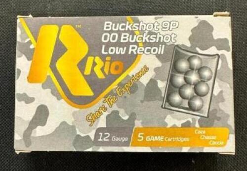 DESCRIPTION (15) 5CT BOXES OF 12 GAUGE SHOTGUN SHELLS BRAND / MODEL: RIO ADDITIONAL INFORMATION 00 BUCKSHOT THIS LOT IS: 2-3/4" SIZE $4.99 EACH LOCATI