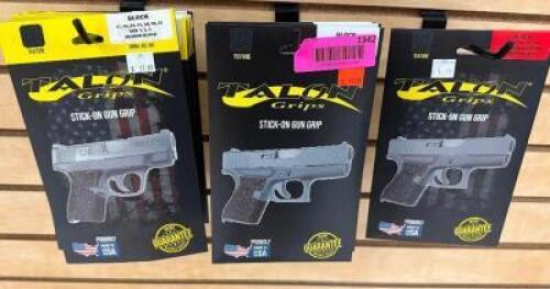 DESCRIPTION (12) ASSORTED TALON STICK ON GUN GRIPS ADDITIONAL INFORMATION RETAILS FOR $17 EACH THIS LOT IS: SOLD BY THE PIECE LOCATION MIDDLE FLOOR QT