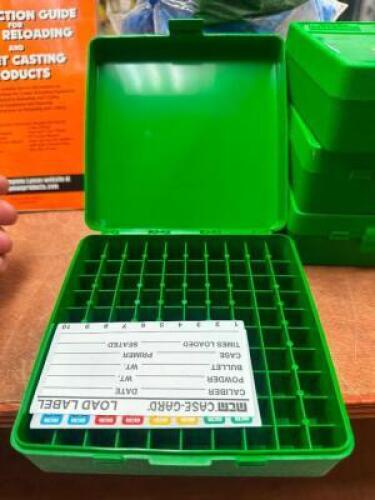 DESCRIPTION (7) GREEN PLASTIC AMMUNITION STORAGE CONTAINERS THIS LOT IS: SOLD BY THE PIECE LOCATION MIDDLE FLOOR QTY 7