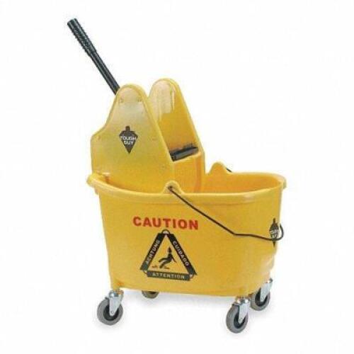DESCRIPTION: (1) PLASTIC MOP BUCKET AND WRINGER BRAND/MODEL: TOUGH GUY #2PYH5 INFORMATION: YELLOW RETAIL$: $122.13 SIZE: 8-3/4 GALLON QTY: 1