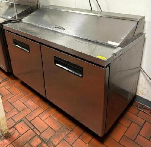 2-DOOR REFRIGERATED PREP TABLE ON CASTERS