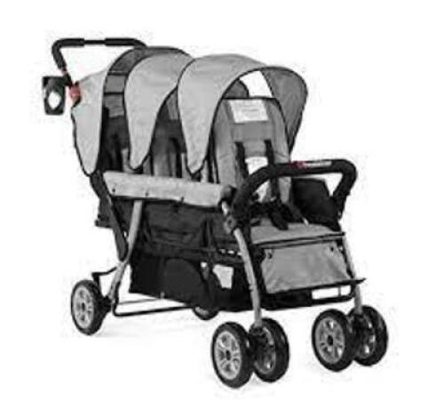 DESCRIPTION: (1) TRIPLE TANDEM STROLLER BRAND/MODEL: FOUNDATIONS TRIO SPORT INFORMATION: GRAY RETAIL$: $523.00 QTY: 1