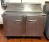 48" 2-DOOR REFRIGERATE PREP TABLE ON CASTERS