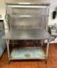 4' STAINLESS TABLE WITH DOUBLE RISER SHELF AND HEAT LAMP