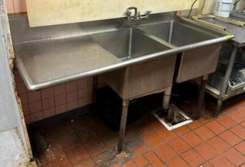 65" 2-COMPARTMENT STAINLESS STEEL SINK
