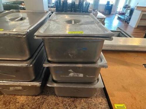 (3) - FULL SIZE STAINLESS INSERTS WITH LIDS