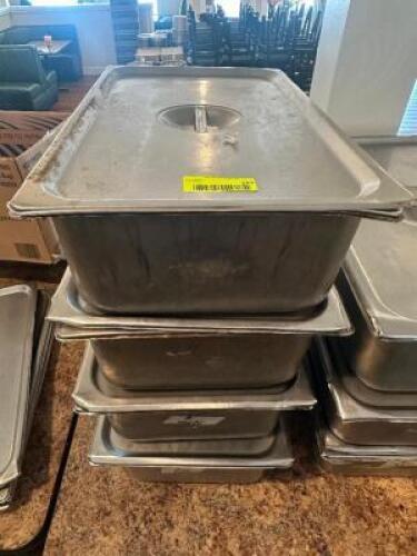 (4) - FULL SIZE STAINLESS INSERTS WITH LIDS