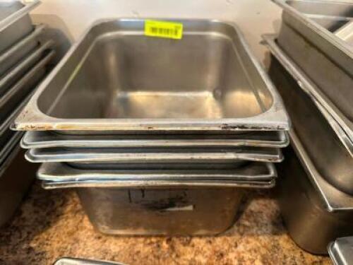 (6) - HALF SIZE STAINLESS INSERTS NO LIDS