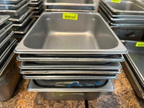 (6) - HALF SIZE STAINLESS INSERTS NO LIDS
