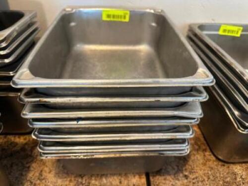 (6) - HALF SIZE STAINLESS INSERTS NO LIDS
